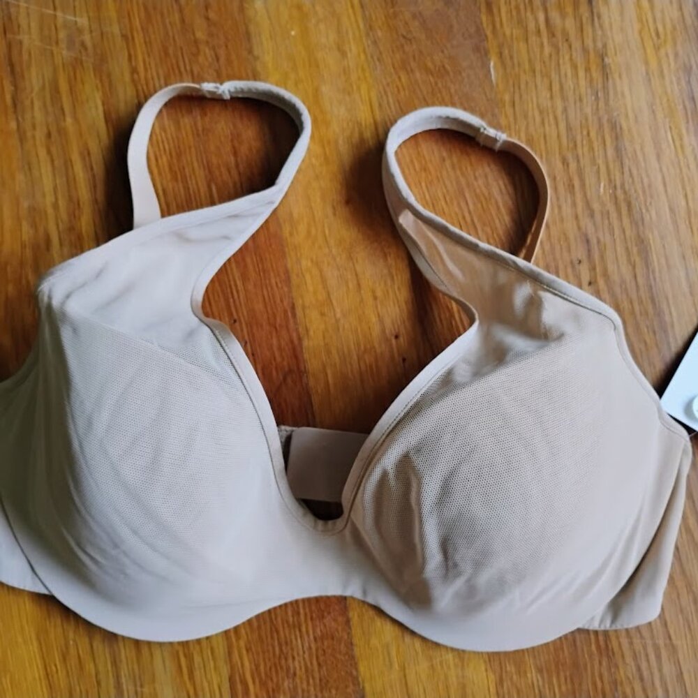 Le Mystere 32DD/E Bra Tan Sheer Illusion Demi Underwire Back Closure NWT